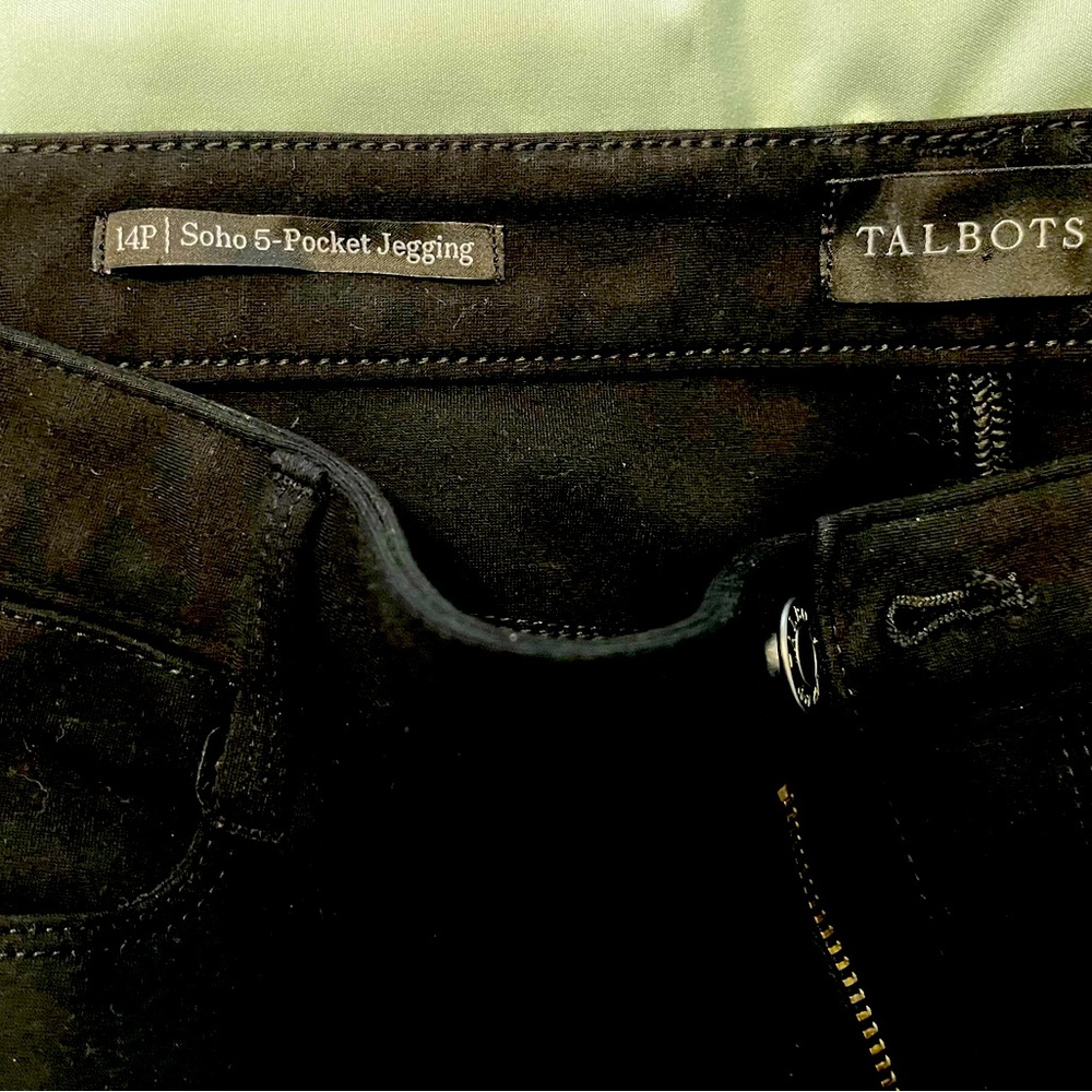 5 pocket black Talbot jeggings- size 14P.